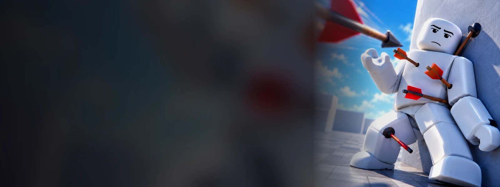 A Roblox dummy pinned to a wall with arrows in Ragdoll Reality